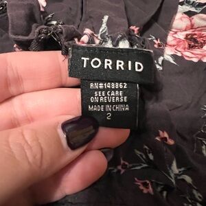 Torrid Dark Floral Tank with Pink Accents